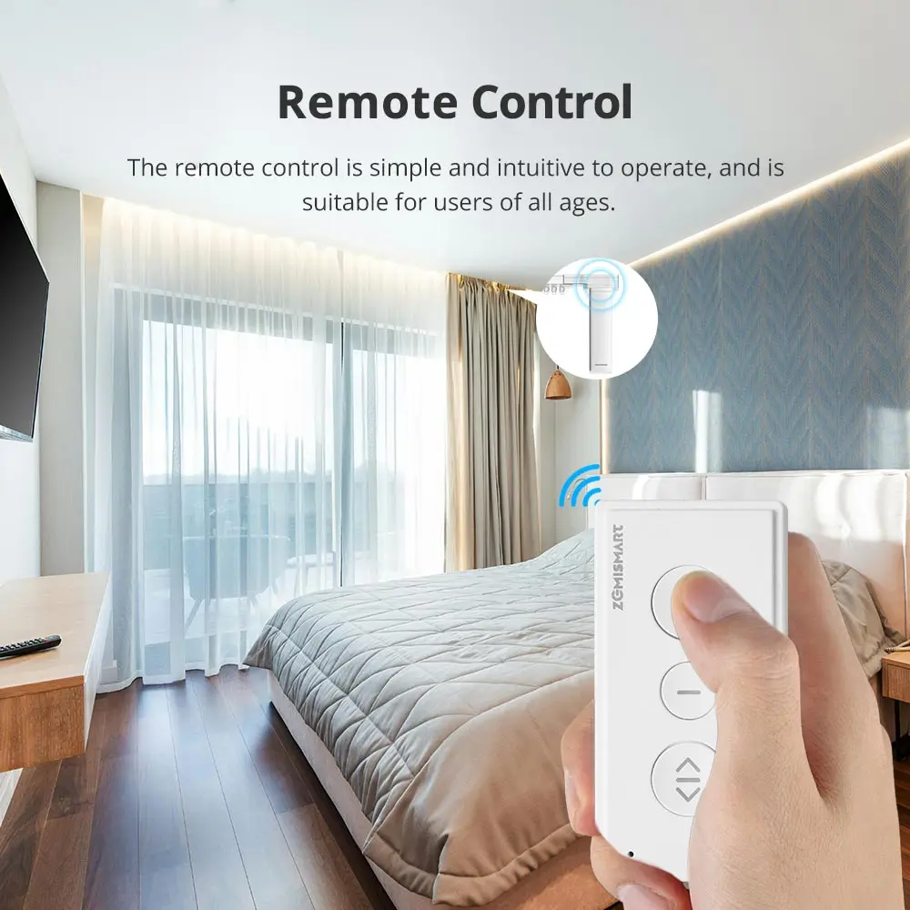Zemismart-Rideau connecté Wi-Fi, avec piste d\'épissure, conception sans ceinture, Homekit, SmartThings, Google Home Control