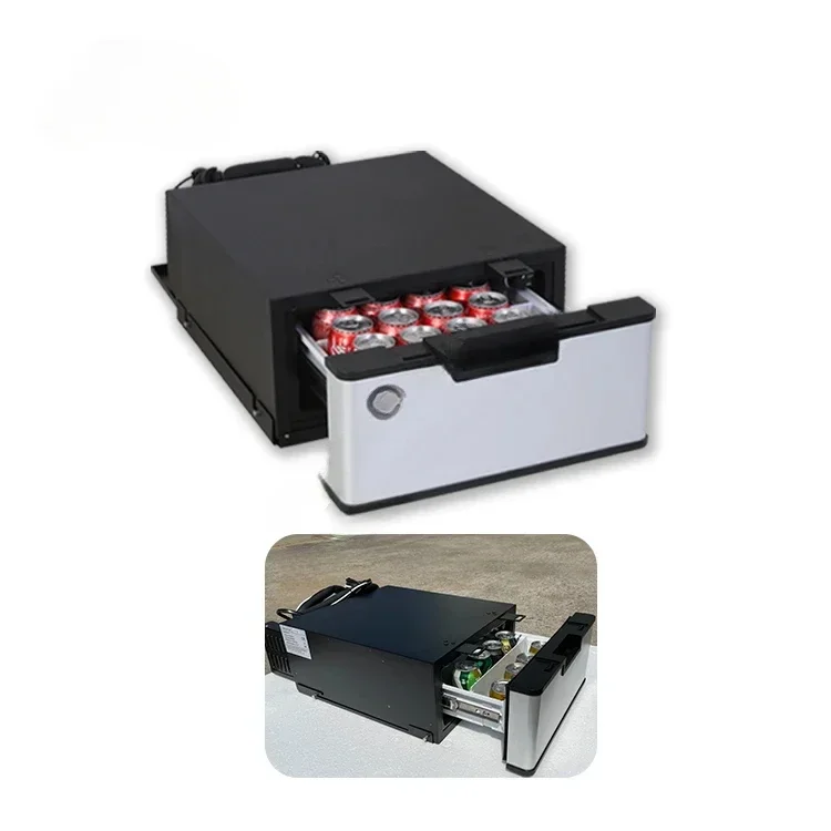 Stainless Steel Material 23 Liter Portable Drawer Fridge 12V 24V Car Freezer 220V Slide Out  Refrigerator