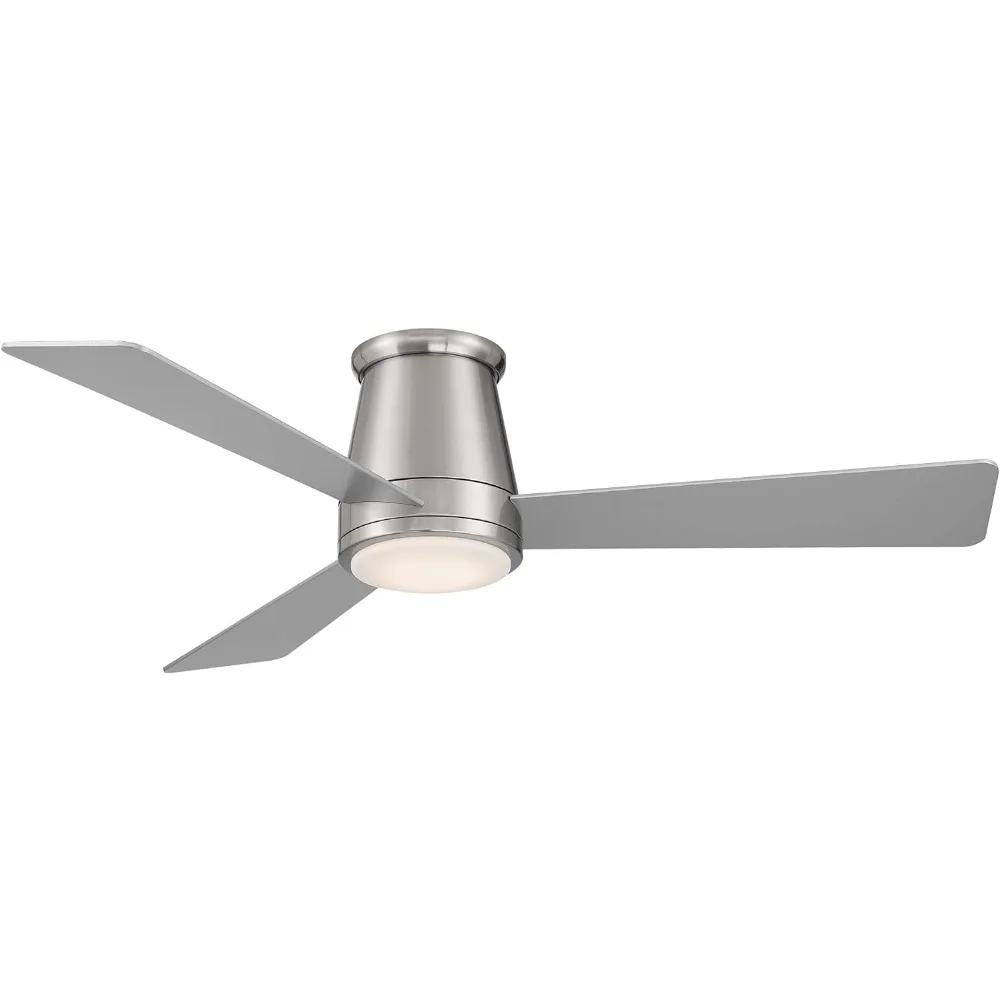 WAC Smart Fans Hug Indoor and Outdoor 3-Blade Flush Mount Ceiling Fan 52in Brushed Nickel