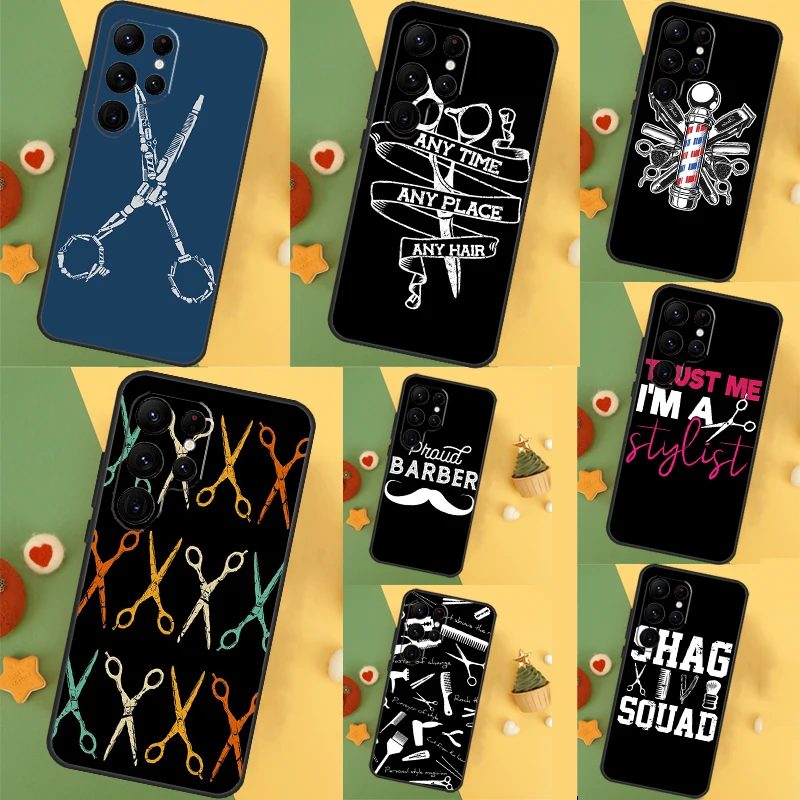 Hairdresser Barber Scissors Case For Samsung Galaxy S23 Ultra S24 S22 S20 S21 FE Note 10 20 Ultra S8 S9 S10 Plus Cover