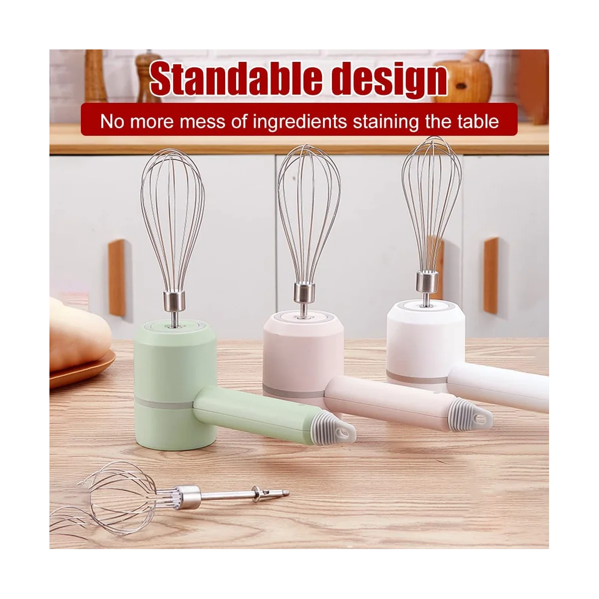 Batidora eléctrica de mano inalámbrica, portátil, multialimentos, para mezclar huevos, batir crema, picar ajo