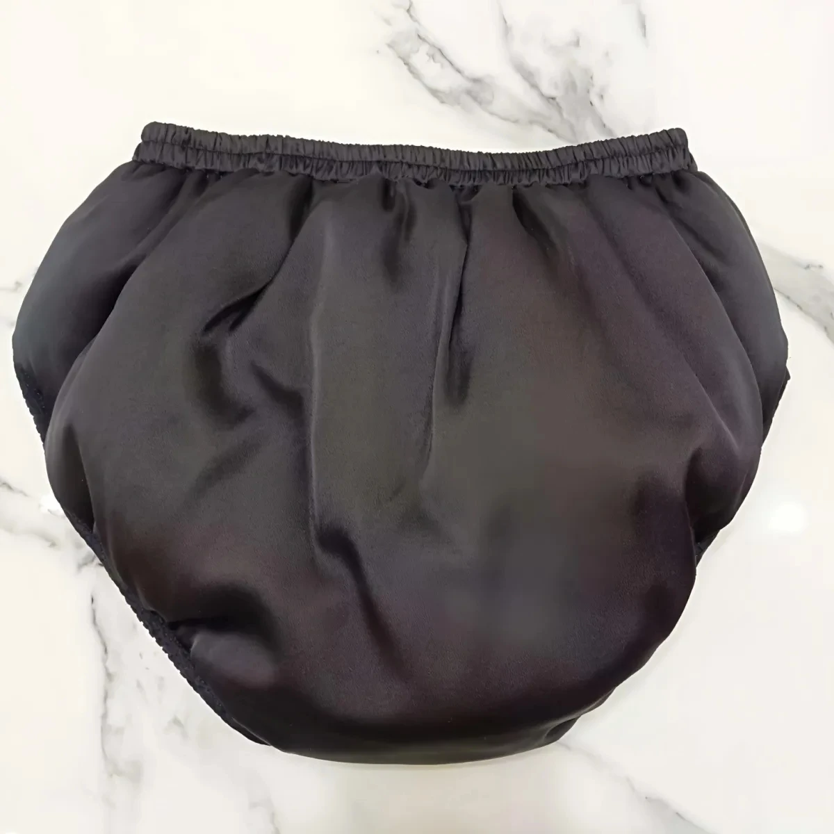 Handmade Incontinence Aides Daily Living Aids Man's Black Silky Touch Cotton Blended Puffy Sleek-pROOF Panties Briefs With Holes
