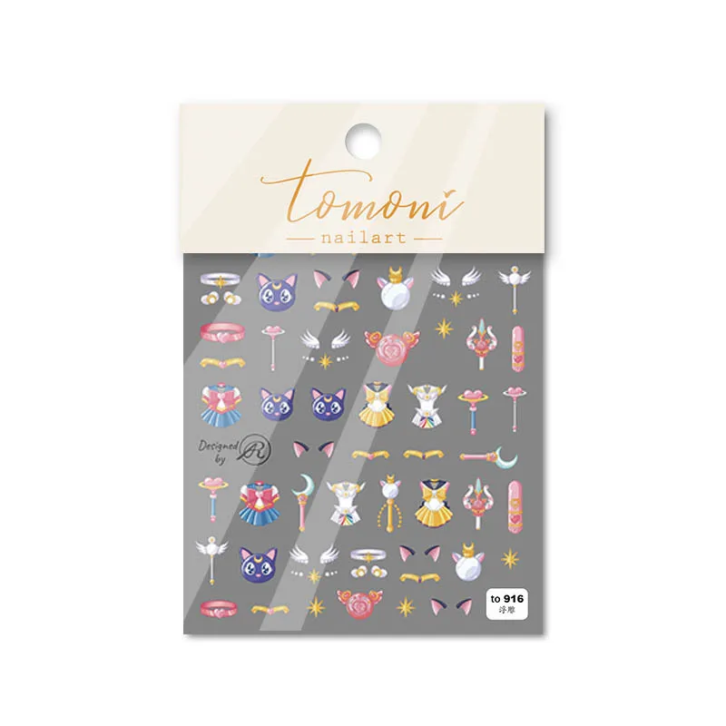 Sailor Moon Embossed Nail Stickers Tsukino Usagi Cute Kawaii Fingernails Decoration Accessories Fashion Girl Birthday Gifts New