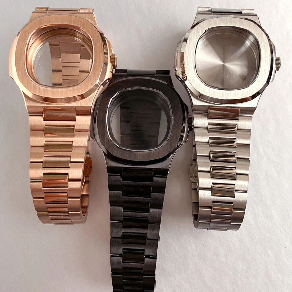 

Tandorio Mods 40mm Square Silvre Rose Gold Black For Nautilus Sapphire Crystal Glass 100m Waterproof Watch Case Fit NH35 NH36