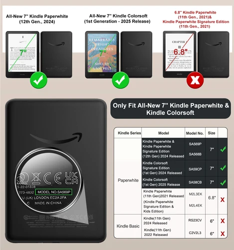 Imagen 2 del producto Funda blanda ultratransparente para 7 ""Paperwhite 12a generación 2024, carcasa trasera transparente de TPU con correa de mano para Colorsoft 2024