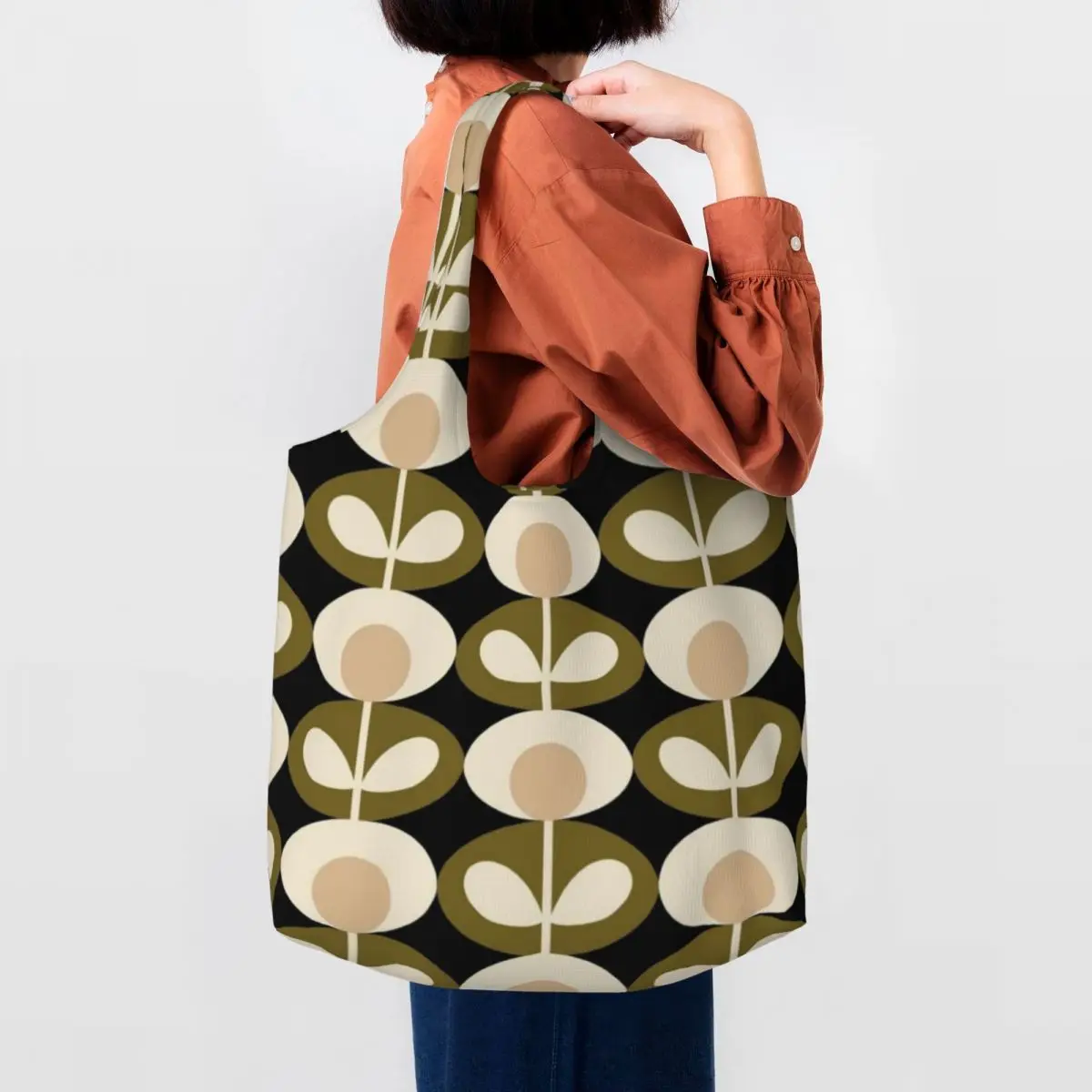 Custom Print Orla Kiely Floral Shopping Tote Bag Washable Canvas Shopper Shoulder Abstract Scandinavian Bags Photography Handbag