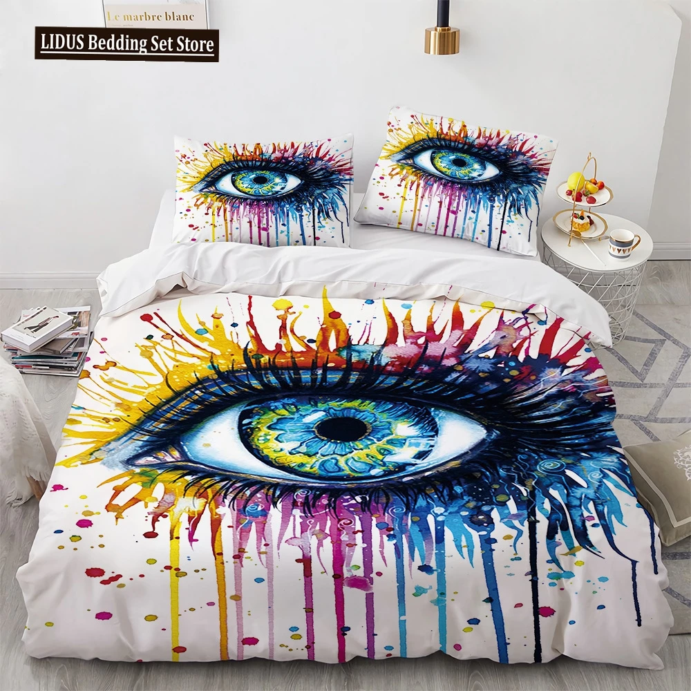 

Big Eye Duvet Cover Cover Colourful Painting Art Comforter Cover King Queen Size For Teens Adults Kids Polyester Bedding Set