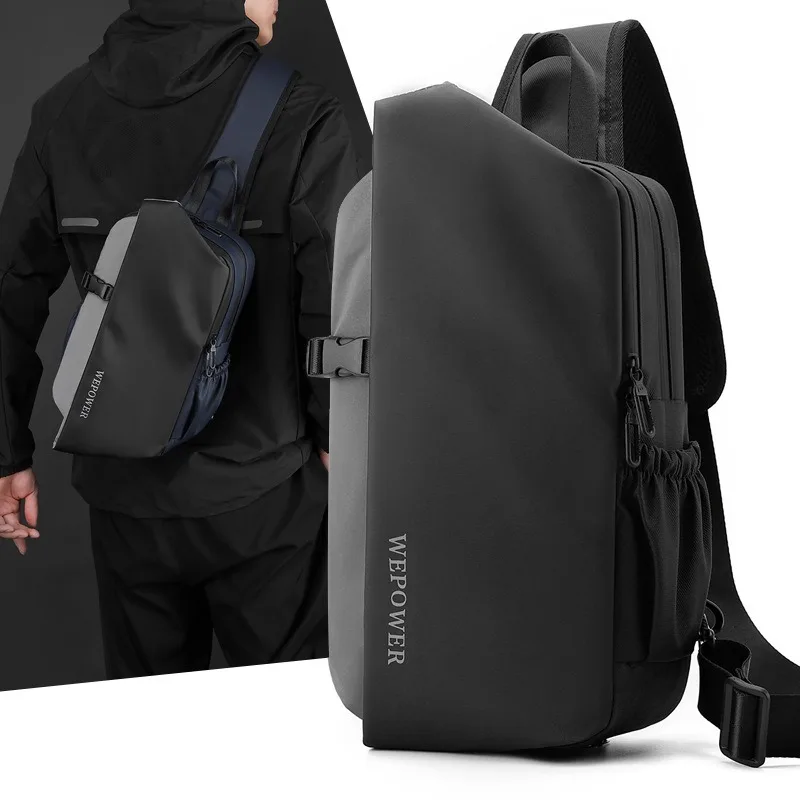 

New men's single-shoulder bag - large capacity chest bag - safety reflective strip - commuting crossbody bag