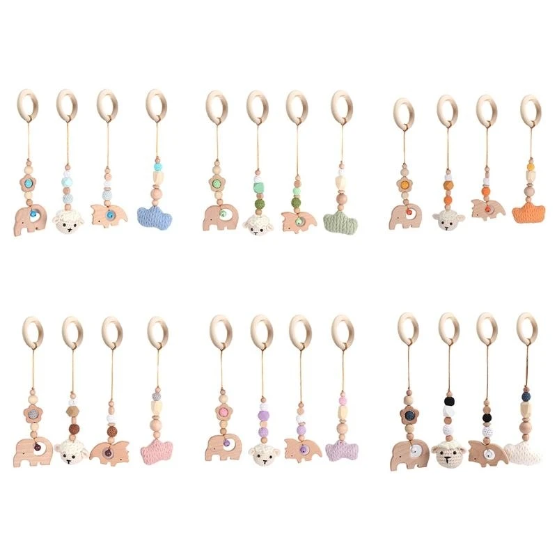 J15U الوليد الخرز الخشبي الدائري عضاضة المولي التسنين ألعاب التمريض لغرفة الرضع #5