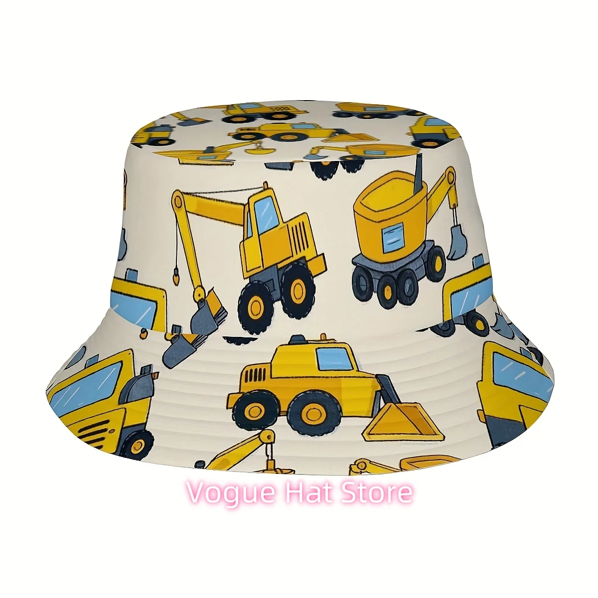 ()1pcs Cartoon Tool Car Unisex One-piece Full-face Printed Casual and Fashionable Bucket Hat, Suitable for Outdoor Vacation Trav