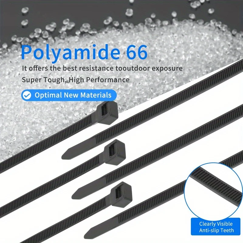 Self-locking cable ties are adjustable, self-locking, waterproof, and bend-resistant, making them suitable for both indoor and o