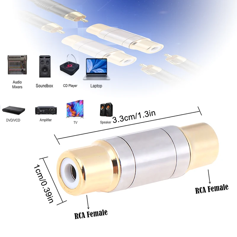 1/2pcs Dual RCA Connectors Audio Adapter Female To Female Converter Microphone AV Adapters For Home Amplifier Speaker