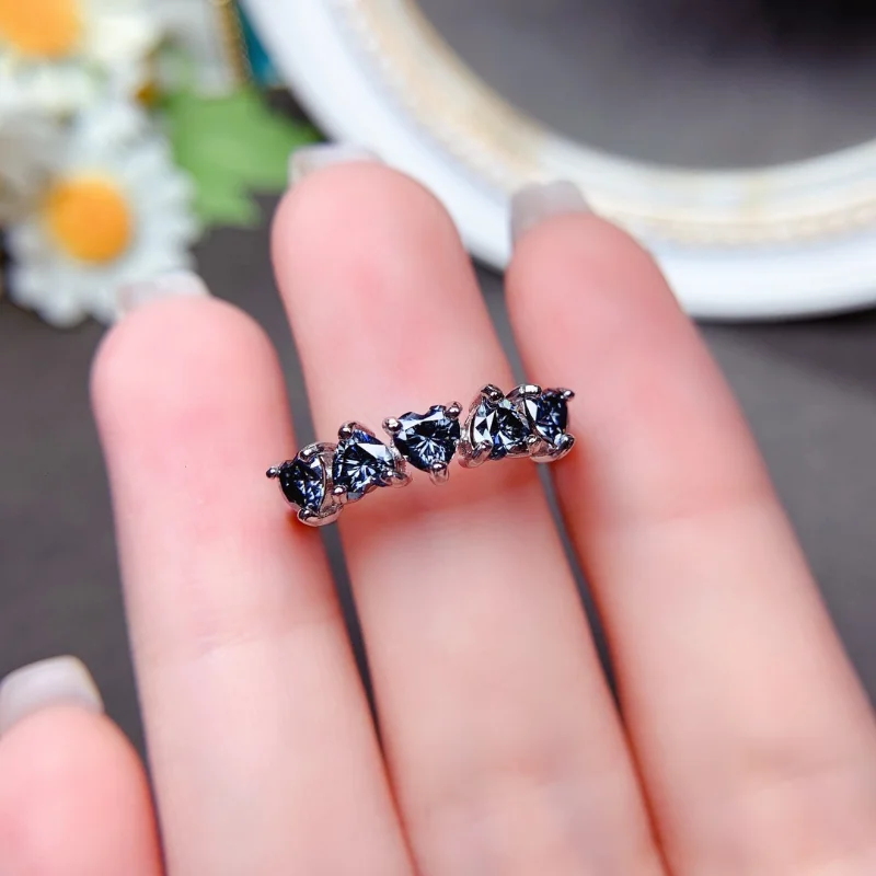 New Heart Gray Moissanite Ring for Women Jewelry Engagement Ring for Wedding 925 Silver Ring Birthday Gift Love