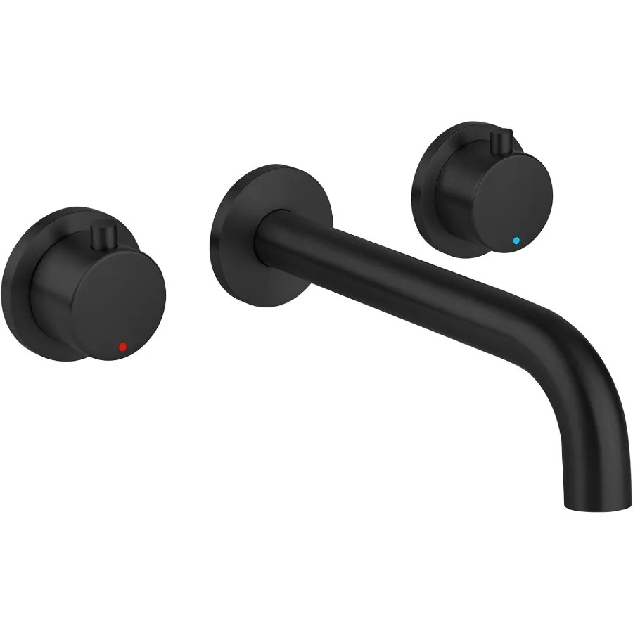 

Black Bathroom Faucet 3 Hole for Bathroom Sink Widespread Double Handle Black Vanity Faucet Wall Mounted Bathroom Faucets Lavat