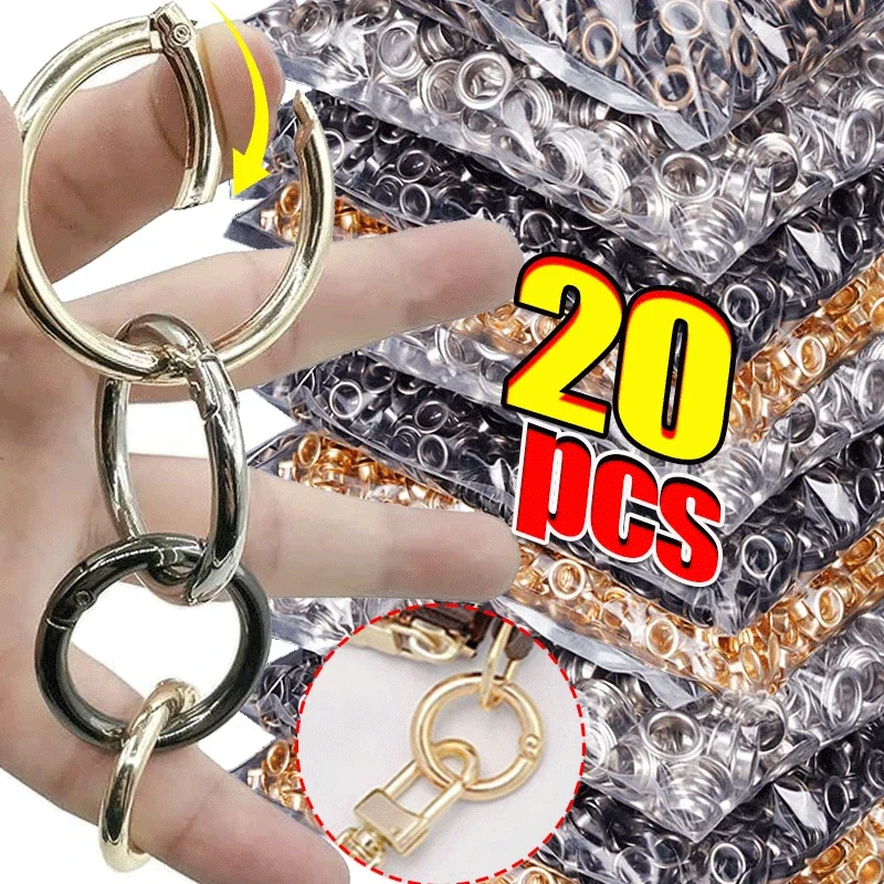 

20Pcs/lot O Round Bag Buckle Metal Clasps Buckles Spring Circular Carabiner Snap Hook Spring Keyring DIY Jewelry Bag Accessories