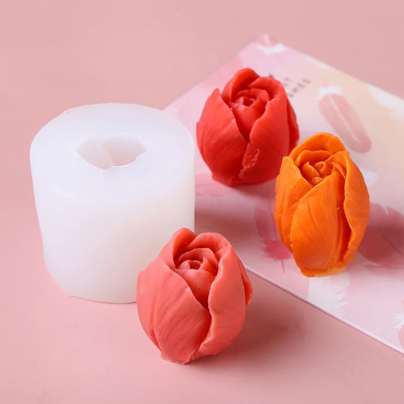 3D Tulip Flower Scented Candle Silicone Soap  DIY   Cake Decoration Products  Making Kit