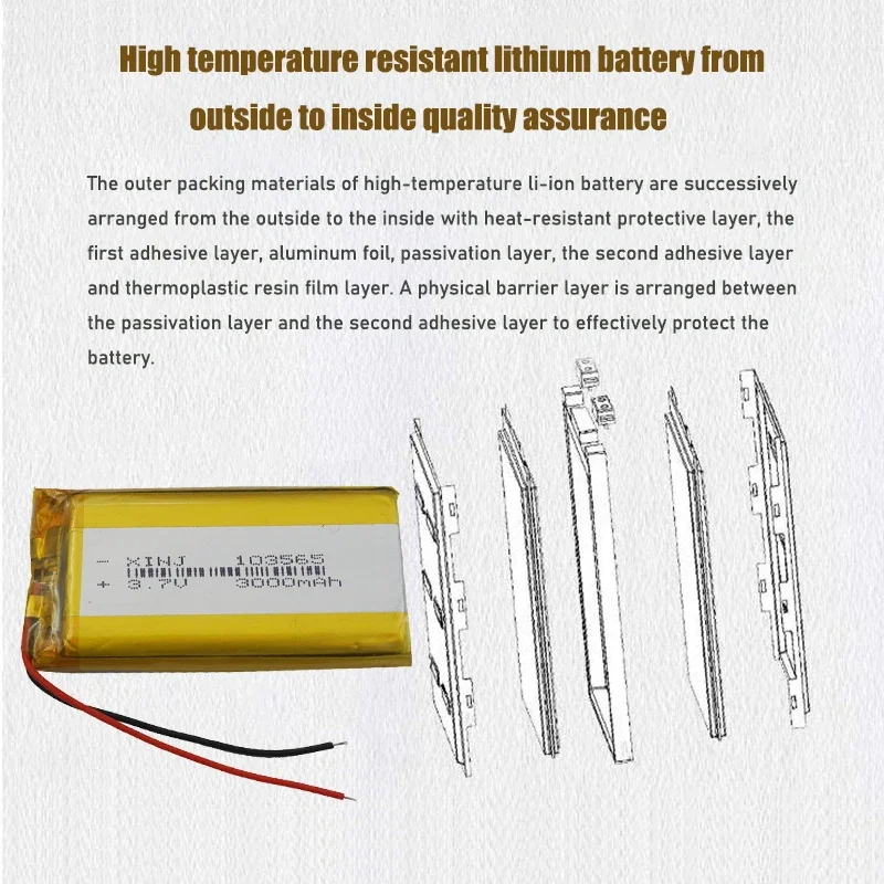 3.7 فولت 3000mAh 103565 بطارية ليثيوم بوليمر قابلة للشحن للكمبيوتر اللوحي لتحديد المواقع PSP الوسادة الكتاب الإلكتروني POS آلة قوة البنك لاسلكي تخاطب