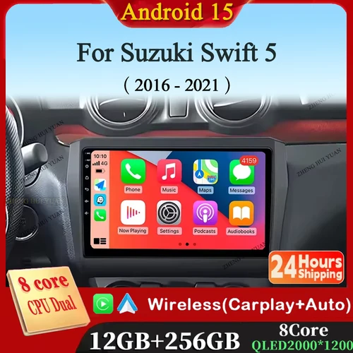 Para Suzuki Swift 5 2016 - 2021 2K QLED Android 15 CarPlay Radio de coche reproductor de vídeo Multimedia GPS unidad principal estéreo AUTO 4G WIFI