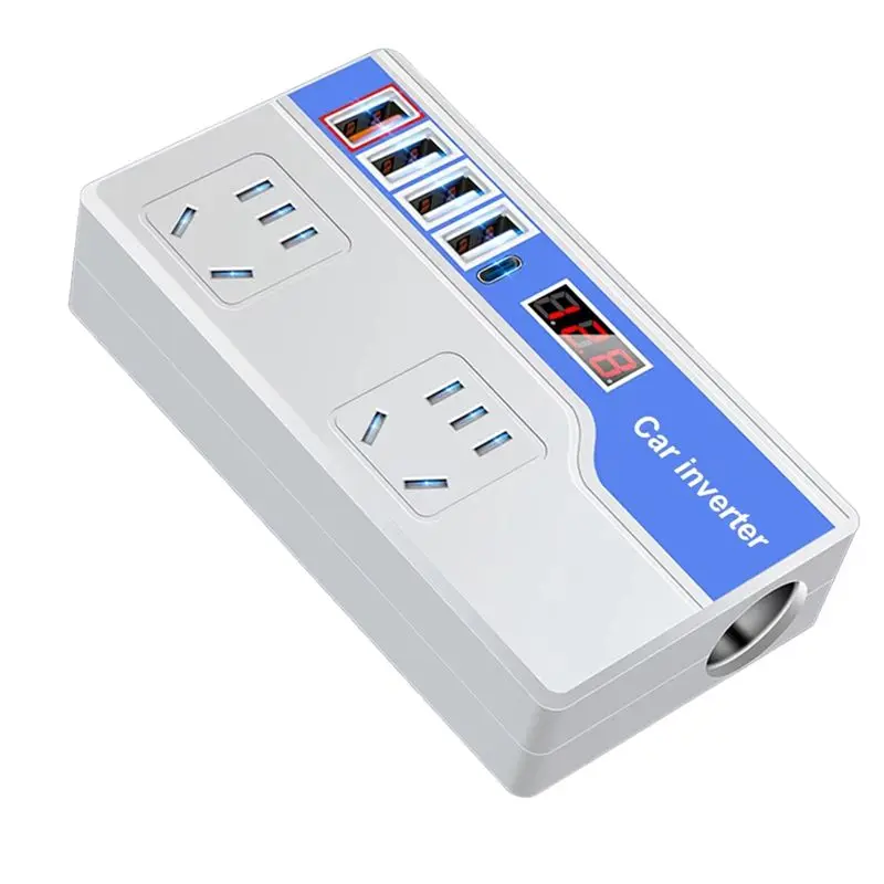 

NEW-DC 12V/24V To AC 220V Auto Power Convert Digital Display Car Power Adapters Car Power Adapters White