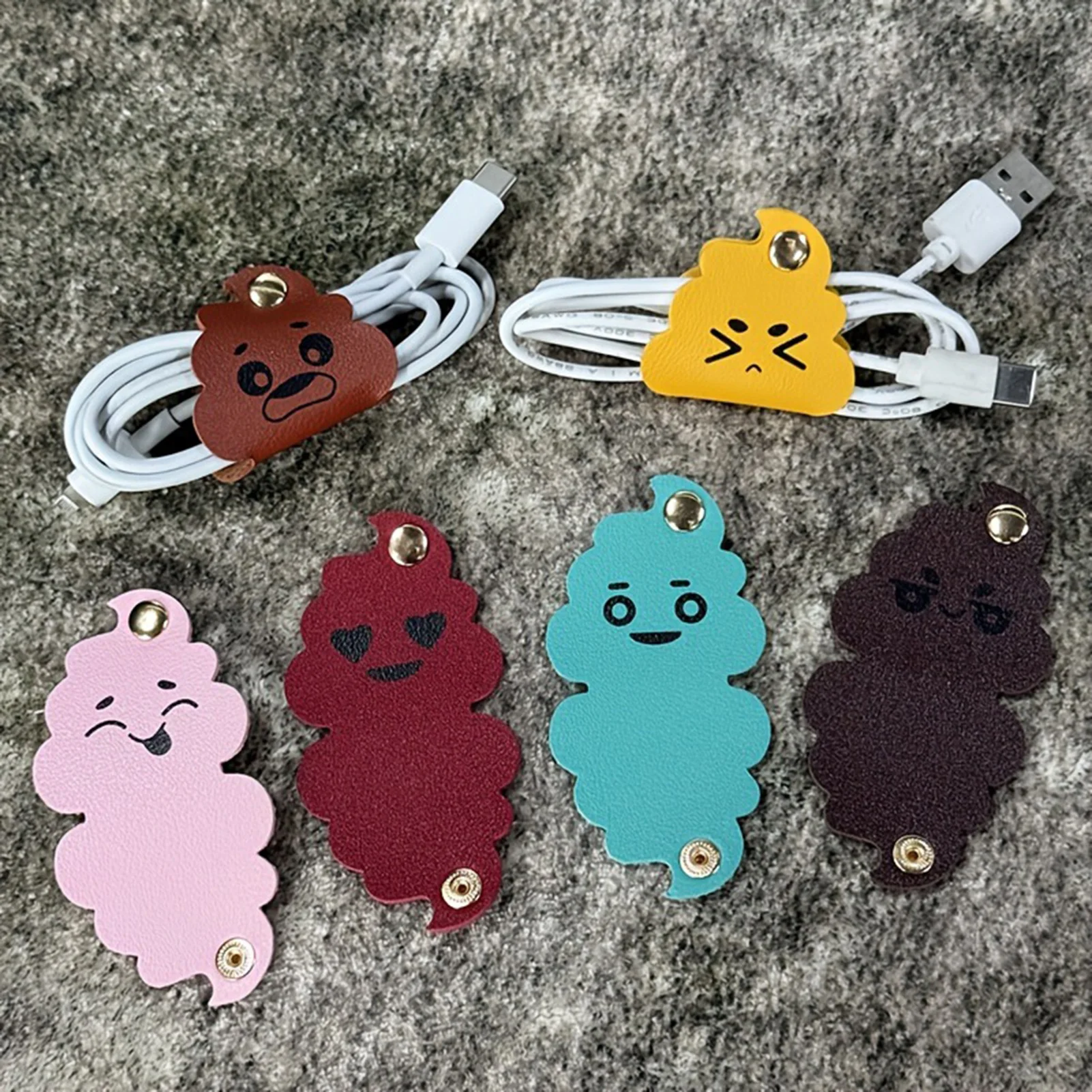 

6pcs PU Leather Cable Winder Cable Wire Organizer Headphone Cord Holder Charger Data Lines Storage Headphone Winding Clip
