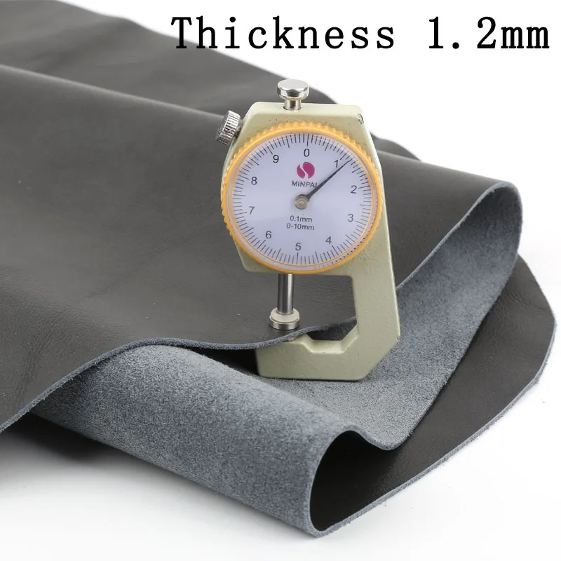 Dark gray plain weave oil wax cowhide genuine leather material, head layer soft leather 1.2mm thick leather material, European s