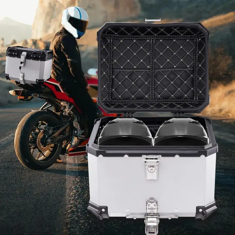 Top Case Motorcycle 45L Motorcycle Tailgate Travel Storage Box Motorcycle Trunk Motorcycle Tail Box Bag With Anti-Theft Lock