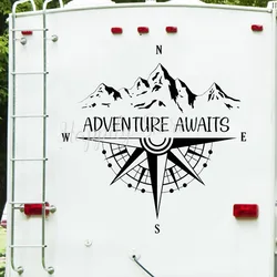 Campervan Stickers Adventure Awaits Wall Decal Motorhome Caravan Decoration Outdoors Camper Posters Removable Idea P1012