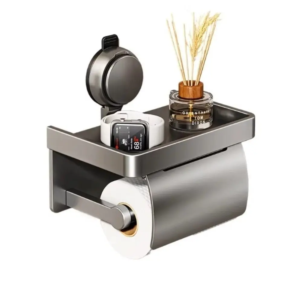 

Suction Cup Toilet Tissue Box Wall-Mounted Save Space Toilet Roll Paper Storage Rack Aluminum Punch-Free Bathroom Paper Holder