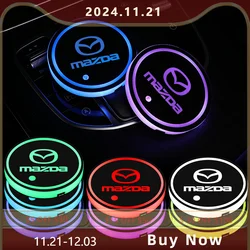 2PCS Car Coasters Anti-slip Fluorescence Cup Holder Mat For Mazda 6 CX8 CX9 MS Demio MPS Miata RX7 RX8 626 GH GJ GL MX3 BM BL BK