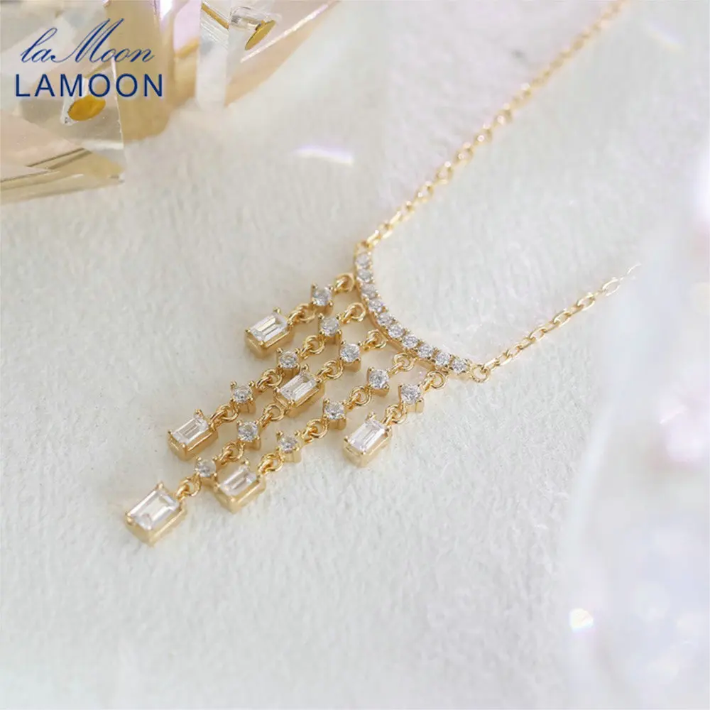 

LAMOON винтажное ожерелье с подвеской в виде кисточки для женщин, изысканное простое элегантное ожерелье из стерлингового серебра 925 пробы, позолоченное 14 К, ювелирное изделие, подарок