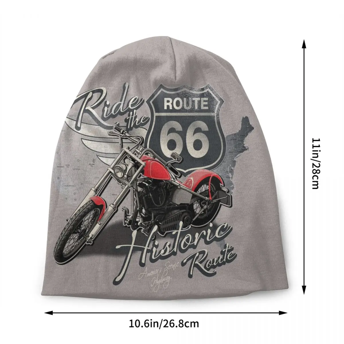 Motorcycle Ride Historic Route 66 Bonnet Hat Knitted Hat Men Women Hip Hop Unisex Adult Winter Warm Beanies Cap