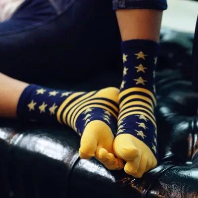5 pares de calcetines de algodón con cinco dedos para hombre, calcetines con estampado de escaleras y 5 dedos, calcetines coloridos para hombre