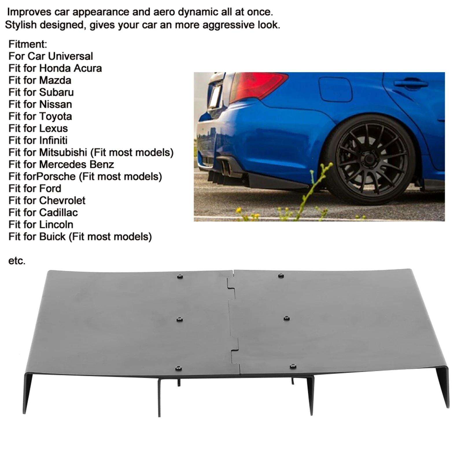 Car Accessory Car Rear Splitters Rear Bumper Diffuser 4 Fins Spoiler Protector Universal Parts Fit for  Rear Bumper Spoiler