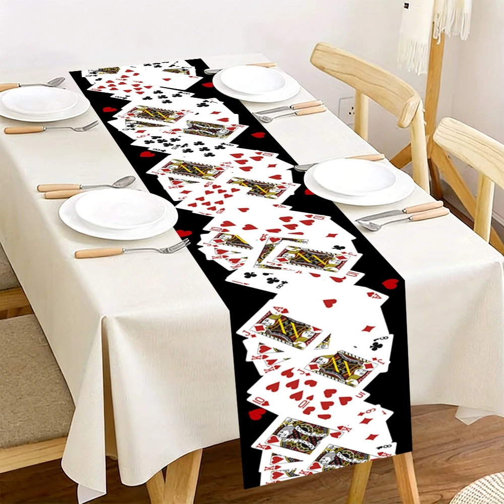 Poker Card Theme Table Runner Tablecover Poker Night Party Decoration Poker Card Birthday Party Supplies Home Dining Table Decor