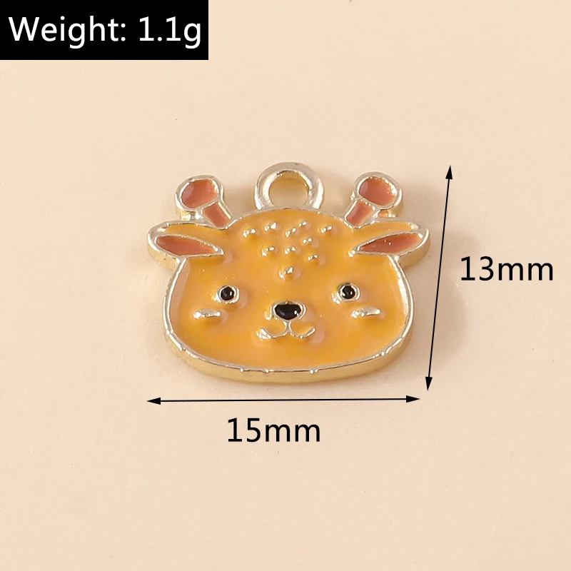 20 Stück 15x13mm Cartoon-Emaille-Tieranhänger in Hirschkopfform für die Schmuckherstellung, Ohrringe, Halsketten, DIY-Bastelzubehör – Detail 1