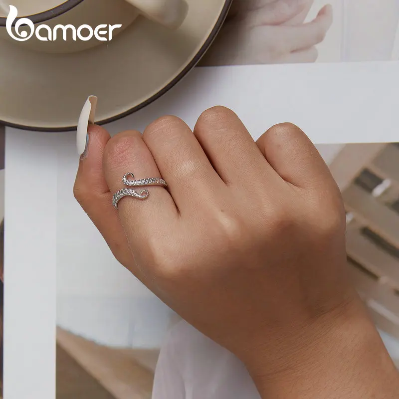 Bamoer Original 925 Sterling Silver Scorpion Snake Ring Dragon Wings Mouse White Gold For Women Party Gift Fine Jewelry New Year