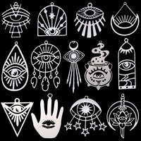 3pcs Geek Eye DIY Tassels Star Devil Eye Charm Ojo Turco Stainless Steel Pendant Jewelry Craft Lotus Flower Moon Sword Accessory