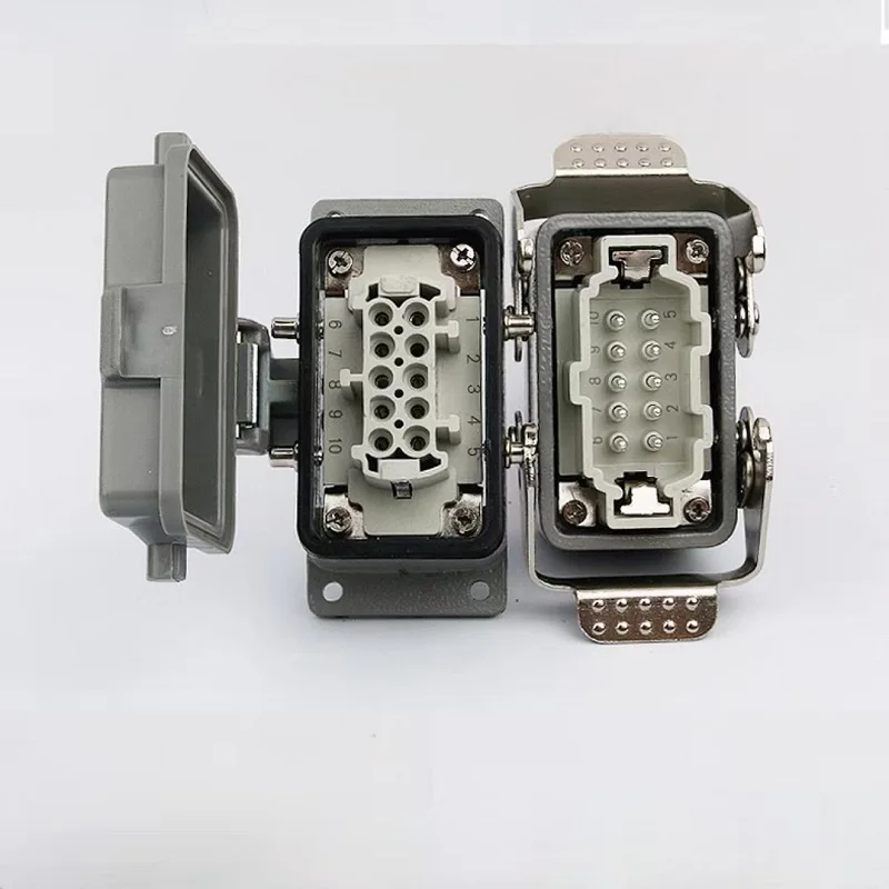 HDC-HE-010 Rectangular Heavy Duty Connector 10 Pins / Core Aviation Industry Waterproof Plug Socket with Cover Connectors 16A0