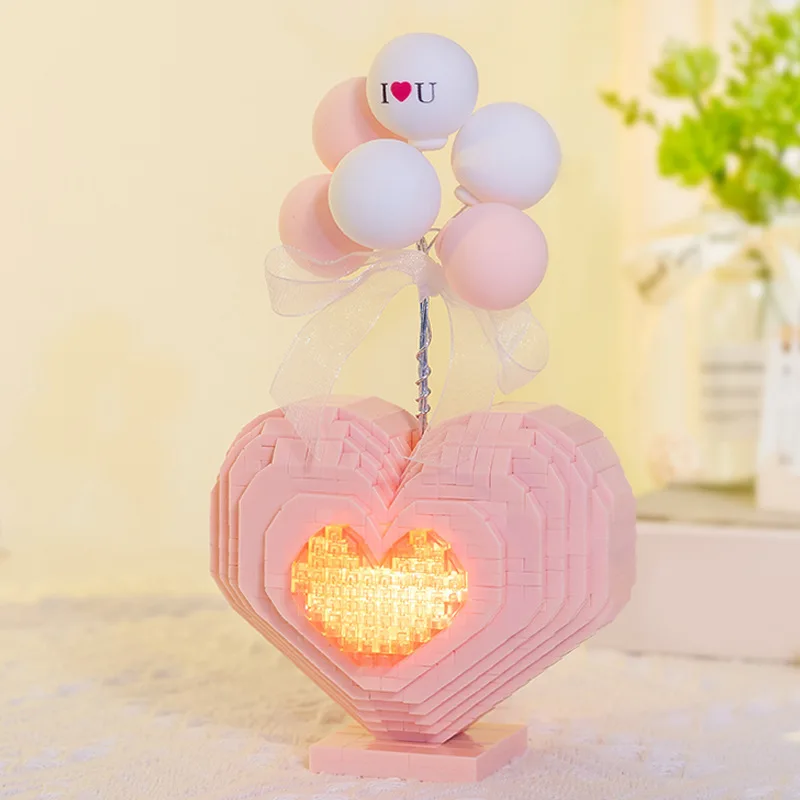 Adults Heart Micro Building Blocks Construction Set for Children Girls 18 Years Old Valentine Day DIY Assembled Mini Bricks Toy