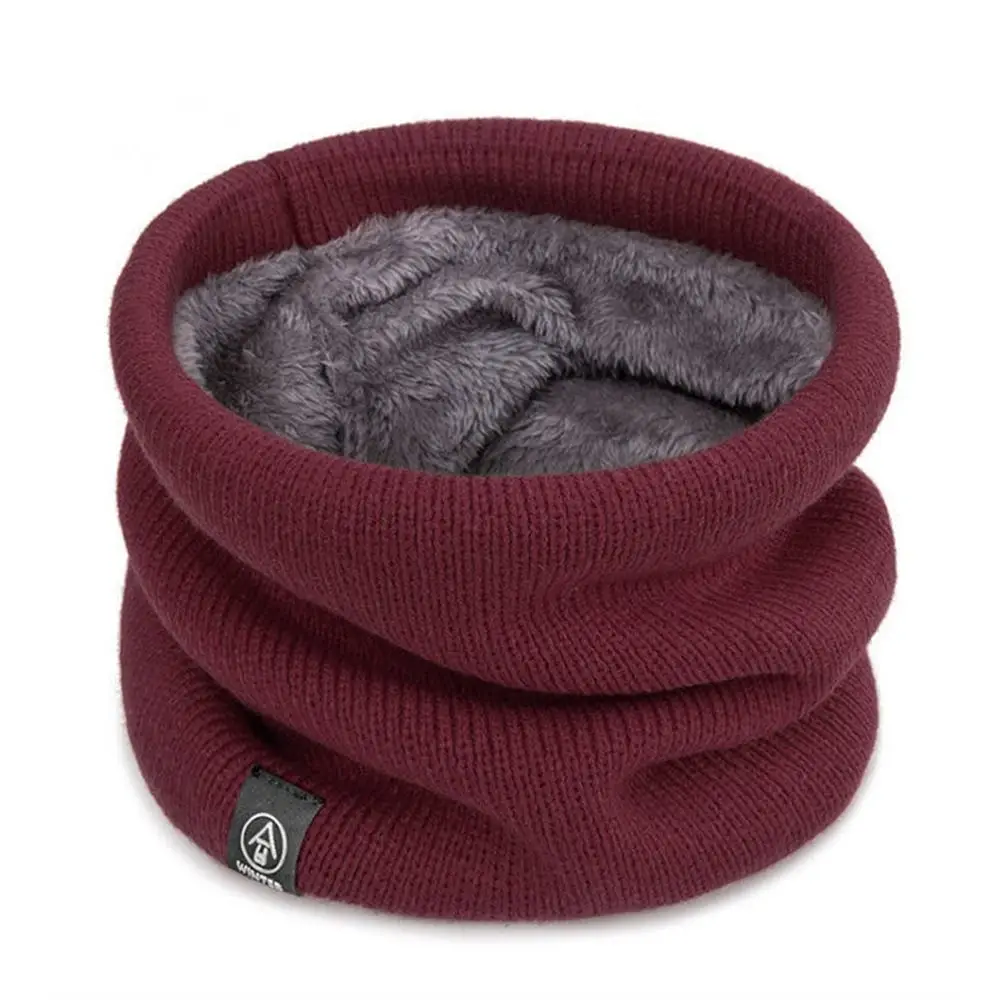 Solido Cashmere peluche caldo inverno anello sciarpa donna uomo lavorato a maglia maschera integrale snood collo sciarpe Bufanda silenziatore spesso