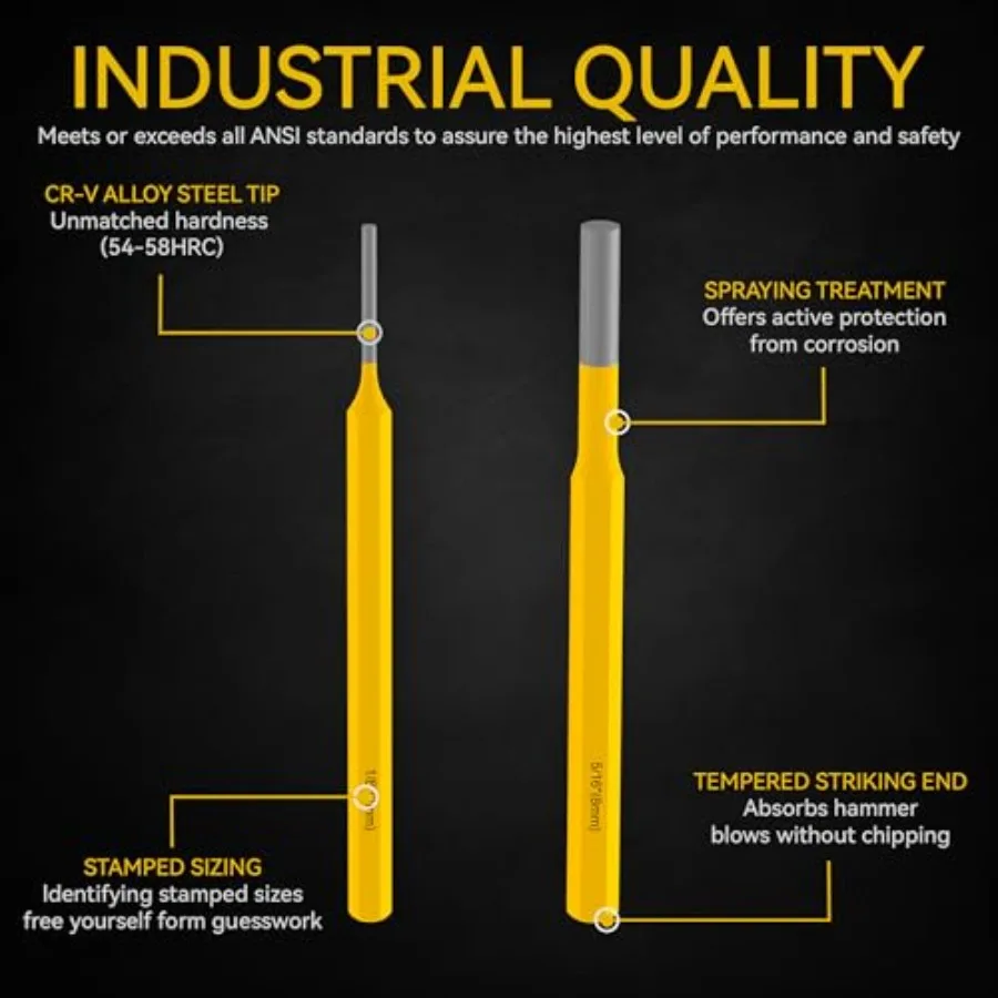 6 قطعة دبوس لكمة مجموعة 1 16 1 8 5 32 3 16 1 4 5 16 أداة الثقيلة لإصلاح الساعات السيارات مجوهرات التطبيقات الحرفية دائم