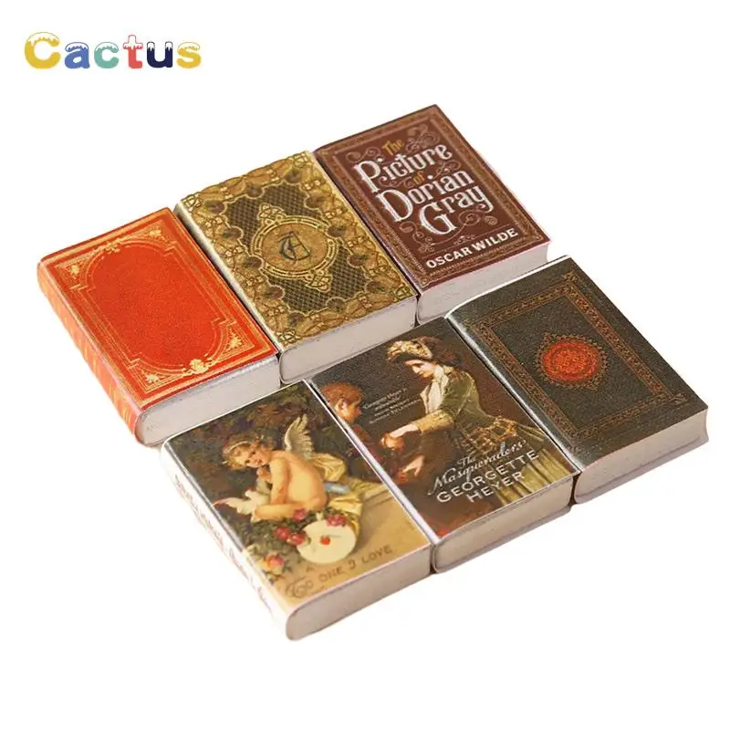 6Pcs 1:12 Dollhouse Miniature Book Comic Book Small Paper Books Mini Model Kids Pretend Play Toys Doll House Accessories