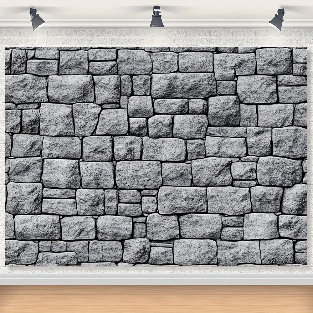 قطعة واحدة من خلفية الحائط المصنوعة من حجر القلعة في العصور الوسطى - تصميم واقعي من الطوب، مثالية لزينة حفلات أعياد الميلاد والداخلية #5