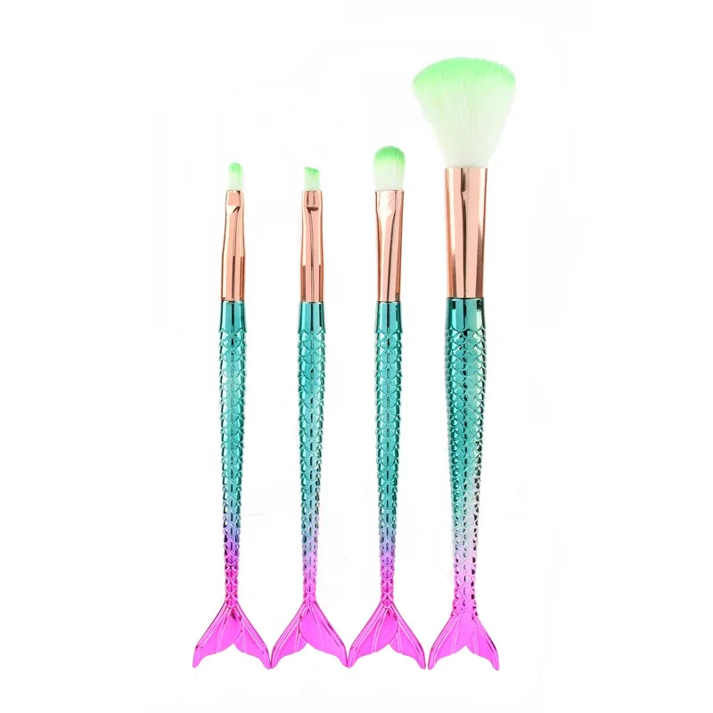 Karsyngirl بدلة مكونة من أربع قطع فرشاة مكياج حورية البحر من الألياف الملونة الناعمة للشعر فرشاة البودرة السائبة أدوات مكياج التجميل #6