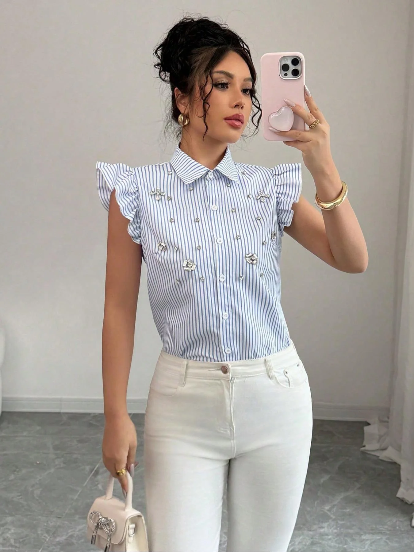 Lässiges Damen-Hemd mit Knopfleiste vorne, langärmlige Bluse mit überschnittener Schulterpartie, elegantes, schlichtes Design, perfekt für den täglichen Gebrauch und im Büro