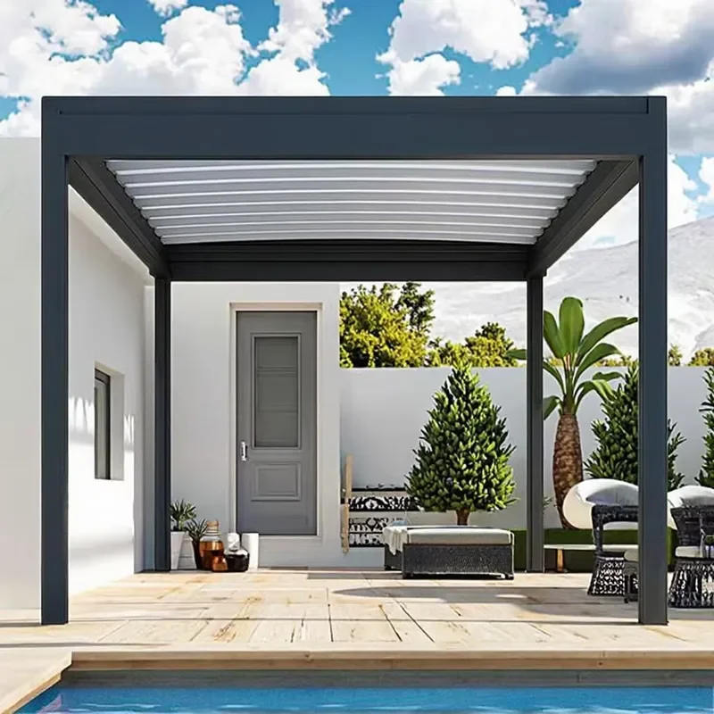 For Amas Shading Retractable Waterproof Roof Pavilion Gazebo Kit Motorized Outdoor Aluminum Bioclimatic Louvered Pergola