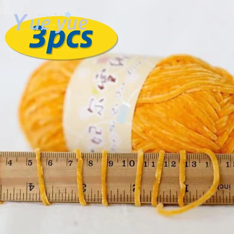 

3pcs 148m Chenille Wool Yarn 40g 2mm Golden Velvet Thread Ball Golden Silk Edelweiss Hand Woven DIY Material Doll Pendant Yarn