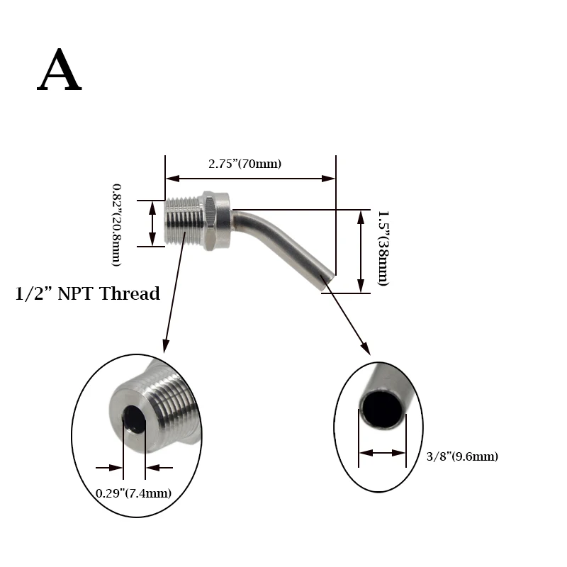 Stainless Steel Pickup Tube 1/2\