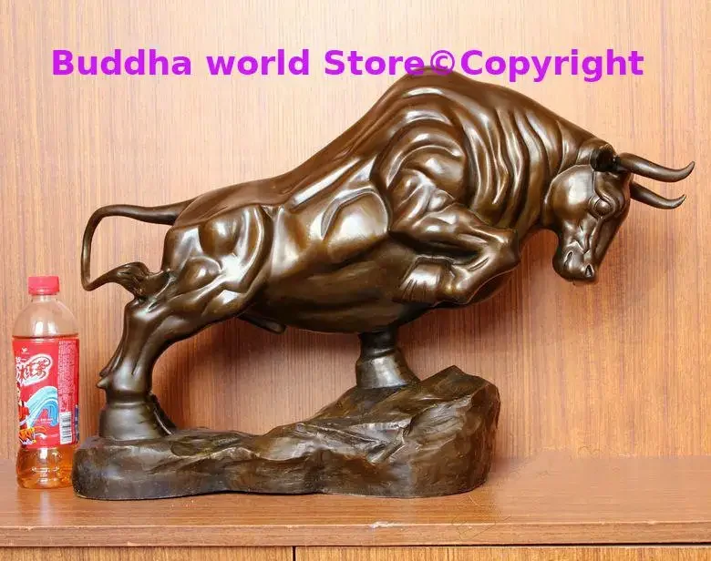 60cm large 2025 HOME Company hall GOOD FENG SHUI Bronze carving Finance Prosperous GOOD LUCK Fortune Bull Mascot Decoration