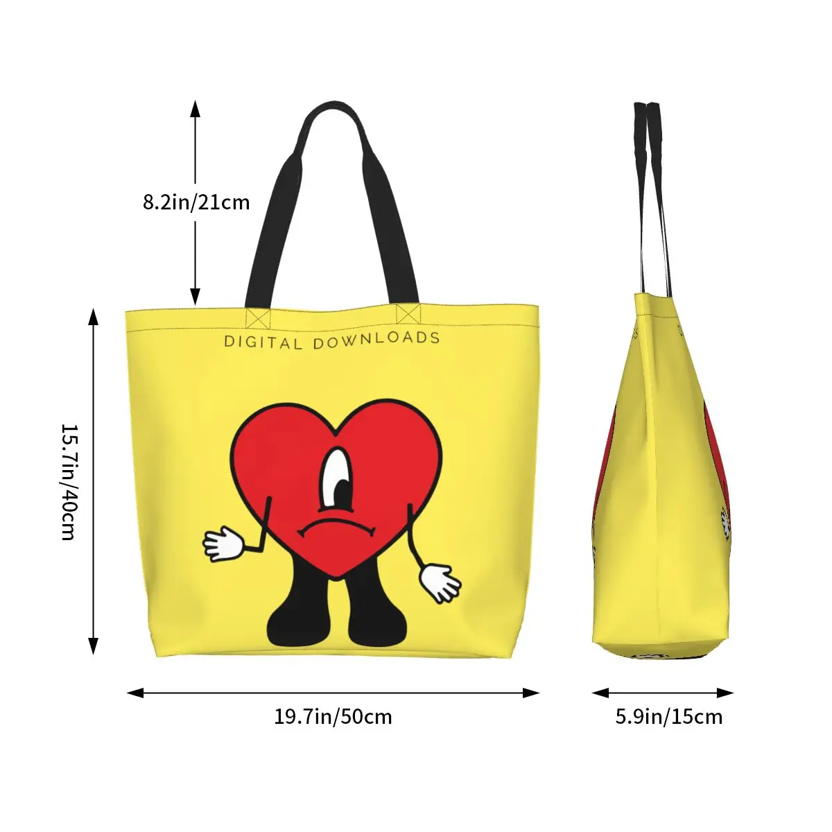 Bad Bunny Rapper Reggaeton Artist Shopping Tote Bag Canvas Large Capacity Shoulder Bags Shopper Grocery Handbag for Women